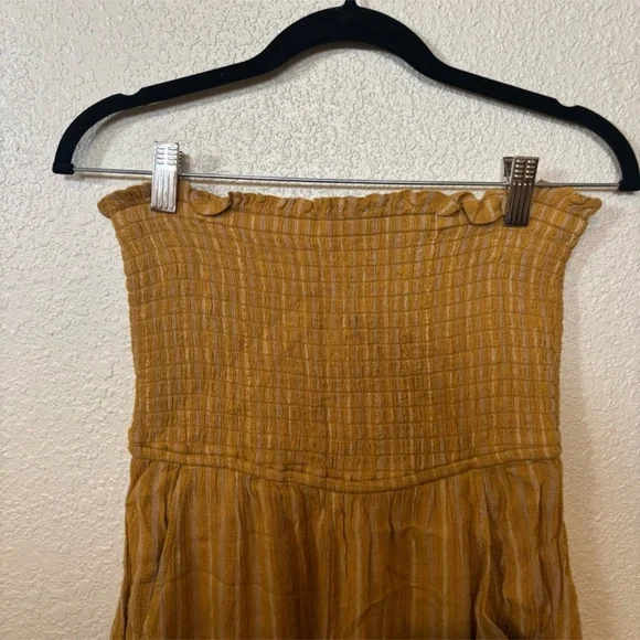 American Eagle Yellow & Cream Striped Smocked Top Strapless Romper Small - Picture 5 of 9